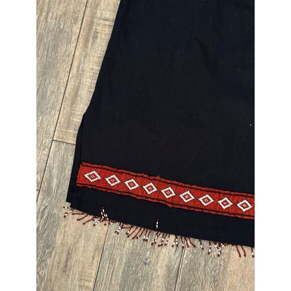 The Last Best Place Catalog Black Cotton Blend Fringe Bottom Skirt Size M - Picture 2 of 6